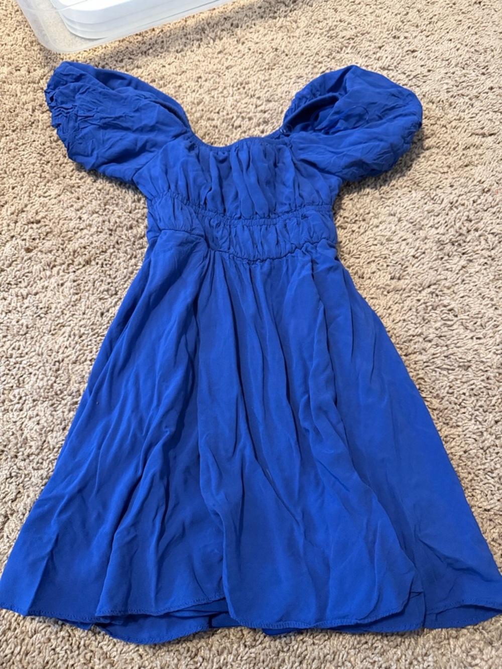 GB girls royal blue puff-sleeve smocked casual dress